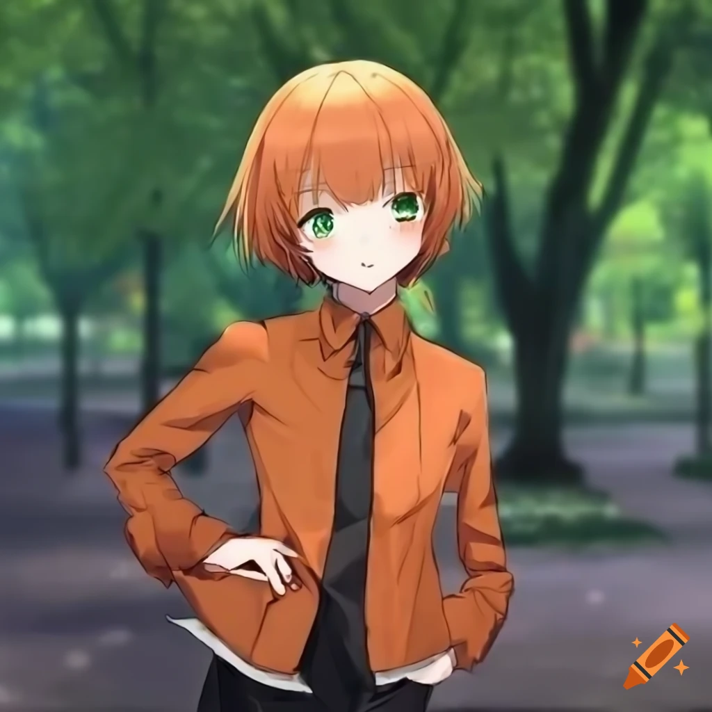 Download A cute anime profile featuring a cheerful anime character with  orange hair