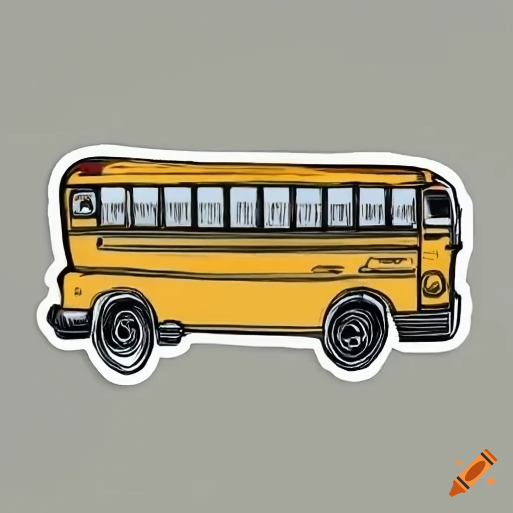 A digital drawing of a school bus in yellow and orange and red and white  lamps holding a sign above that says Black School Bus 11351462 Vector Art  at Vecteezy