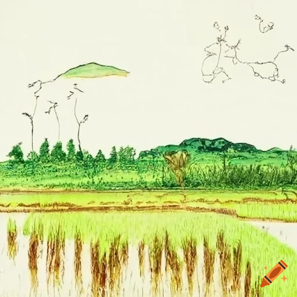 Rice field graphic color landscape sketch illustration vector Stock Vector  Image & Art - Alamy