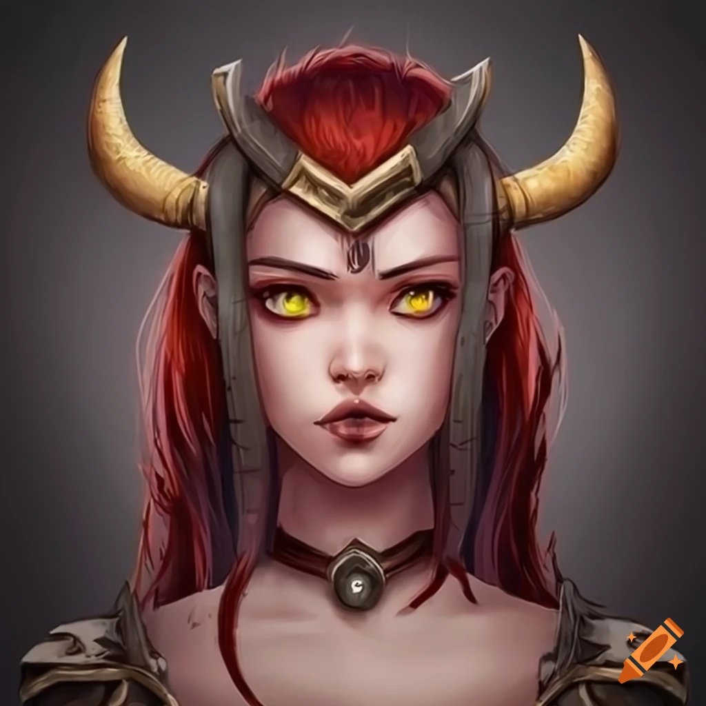 A warrior girl with demon horns on Craiyon