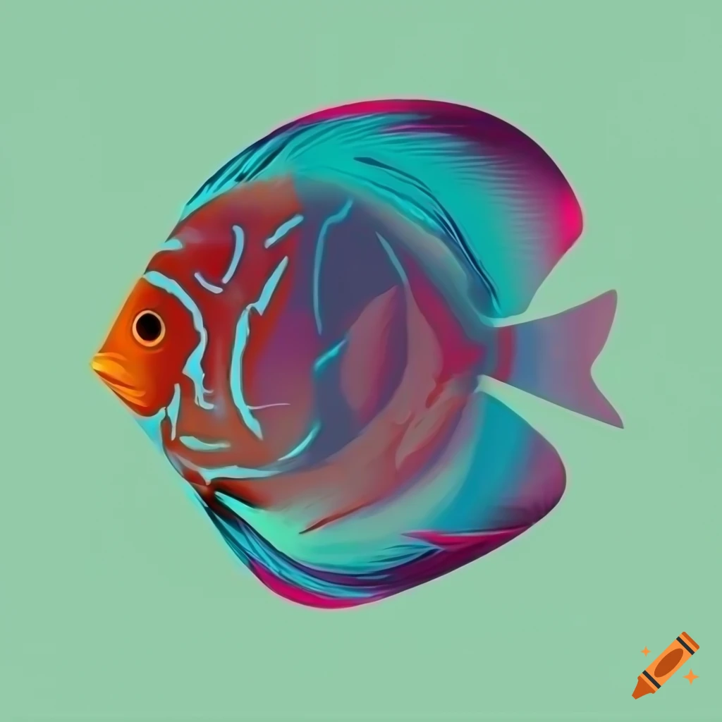 Abstract logo of a discus fish in pastel digital art style on Craiyon