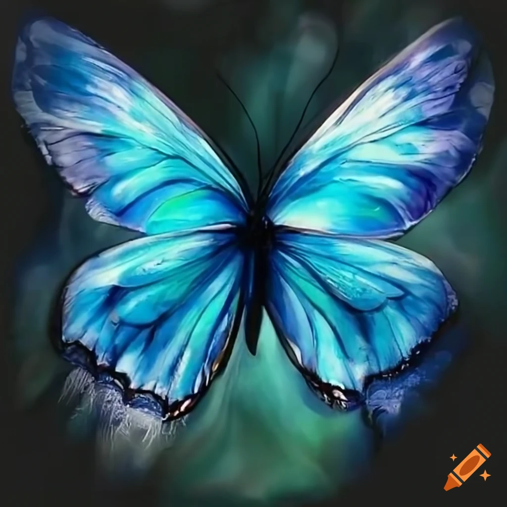 Blue butterfly inside a forest