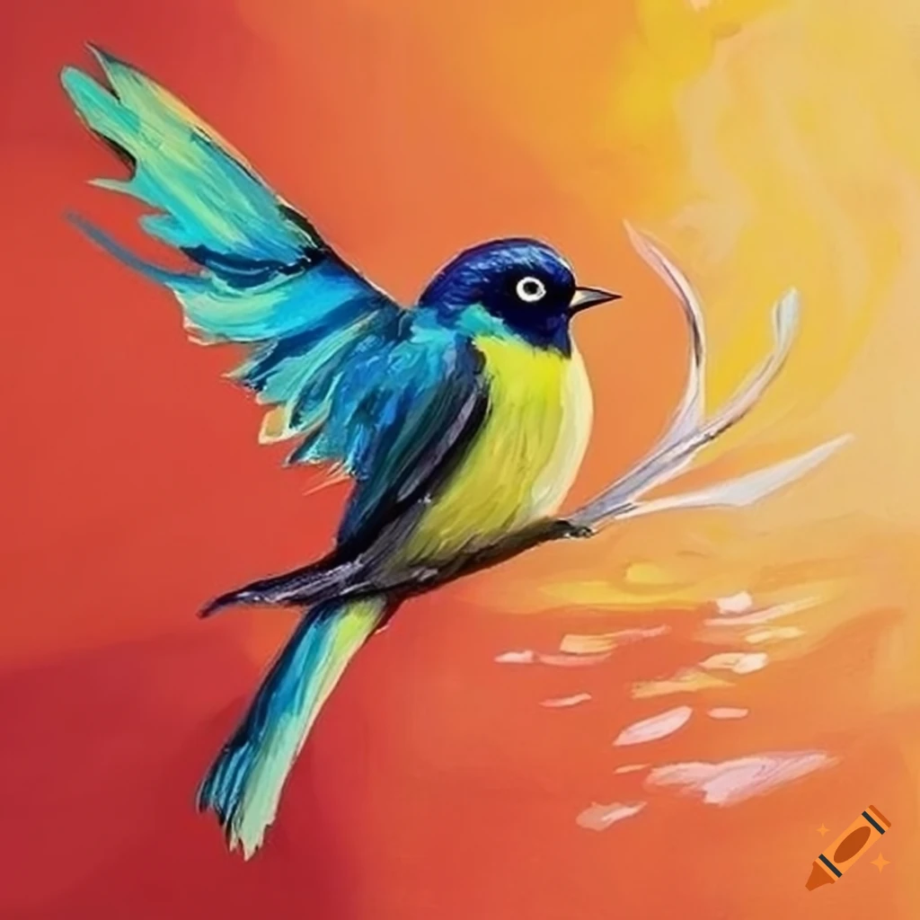 Bird painting canvas simple style on Craiyon