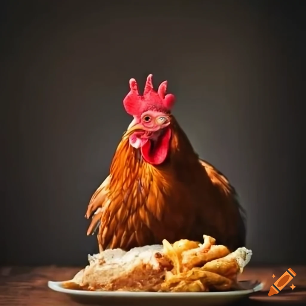 the chicken is eating