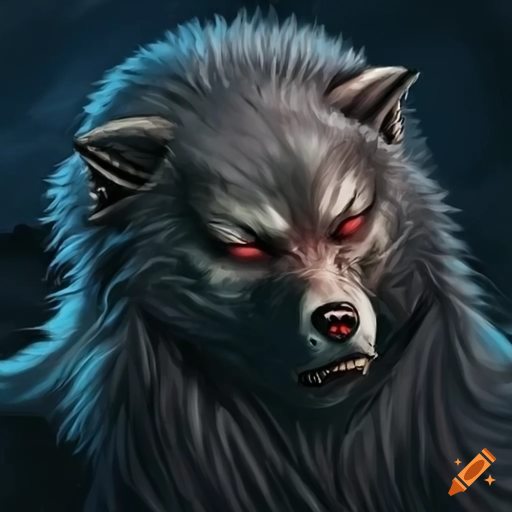 angry anime wolf drawing
