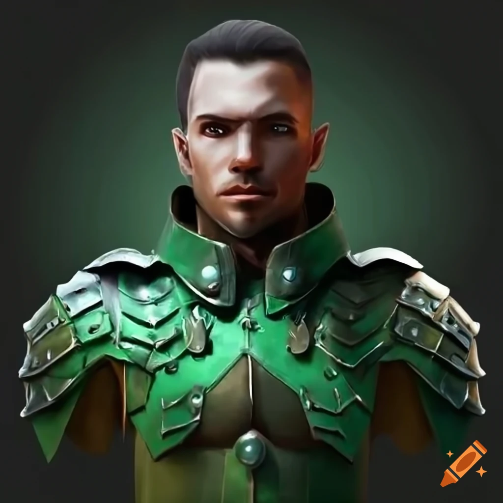 Human warrior in green leather armor