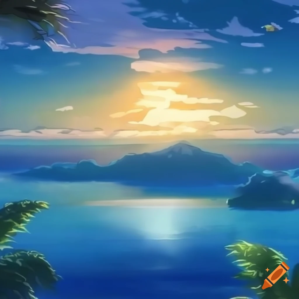 Premium Photo | Tropical Island Painting In Anime Aesthetic 32k Uhd