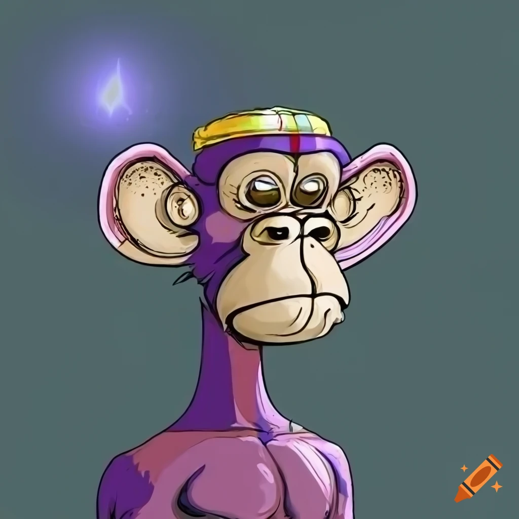 An nft bored ape style monkey in the crypto universe with a lightning bolt  on his forehead or body style monk with a 3rd eye on the forehead on Craiyon