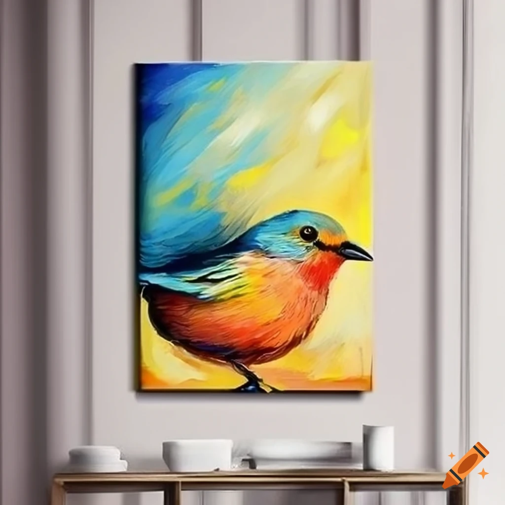 Bird painting canvas simple style on Craiyon