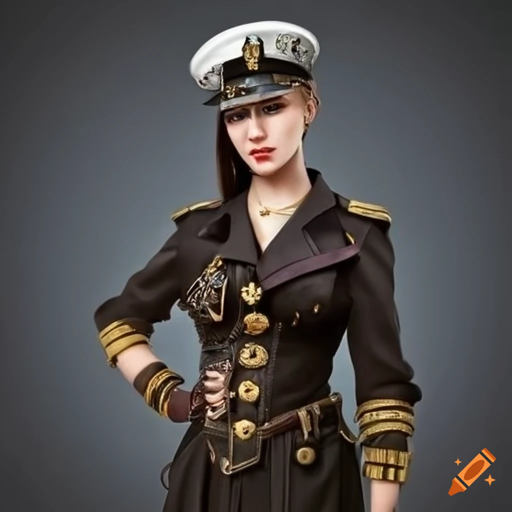 Navy uniform female, black, steampunk on Craiyon