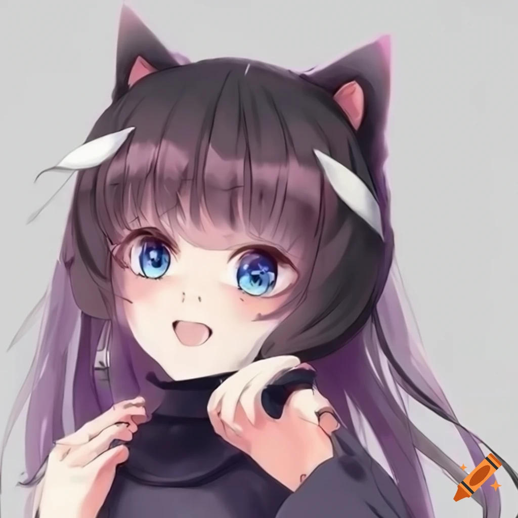 Garota de anime com rabo e orelha de gato com roupa de empregada, animes com  gatos 