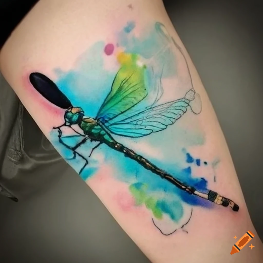 Dragonfly in watercolor by @deliverytattoo . . . . . #tattoo #tattooidea  #tattoostyle #tattooart #colortattoo #watercolortattoo #dragonfl... |  Instagram