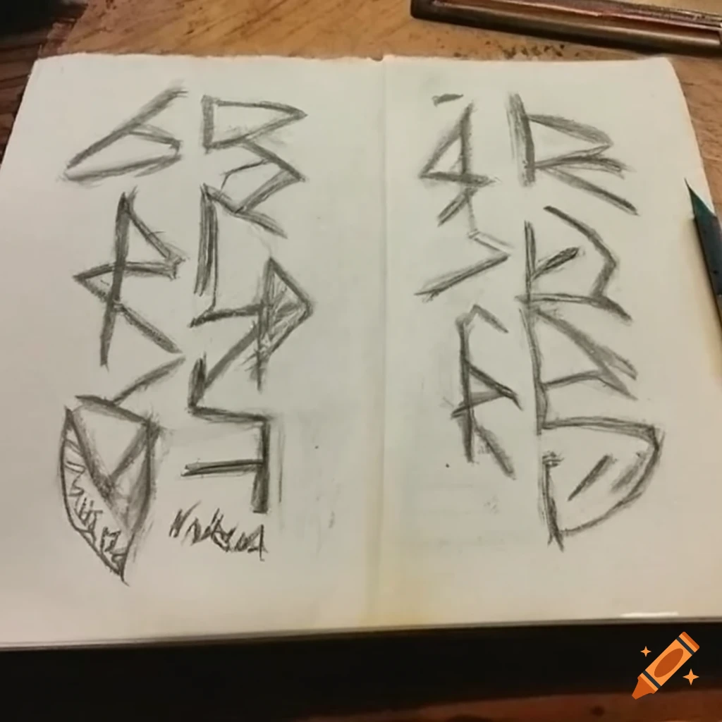 Original realistic magical runes manuscript writing on Craiyon