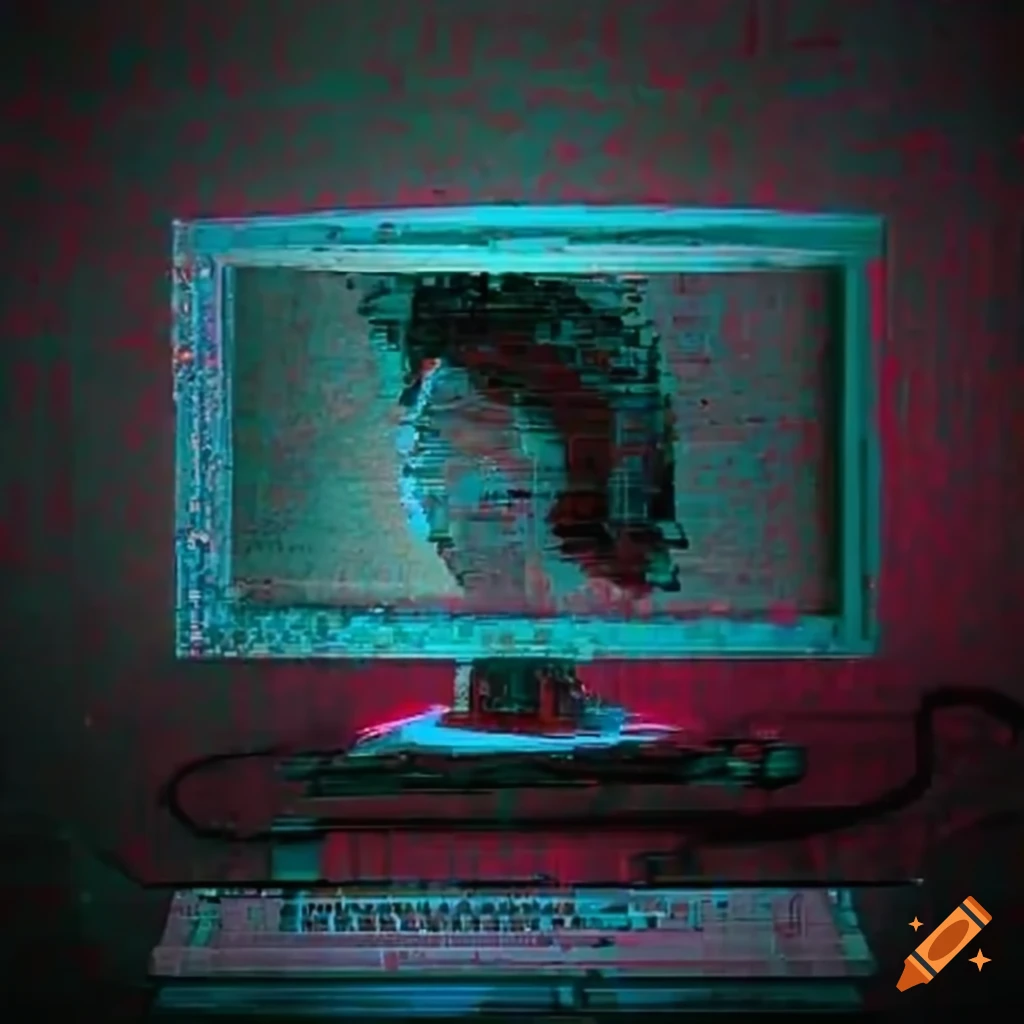 A glitching computer monitor on Craiyon