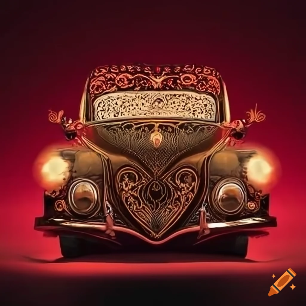 a car featuring traditional Albanian patterns and motifs