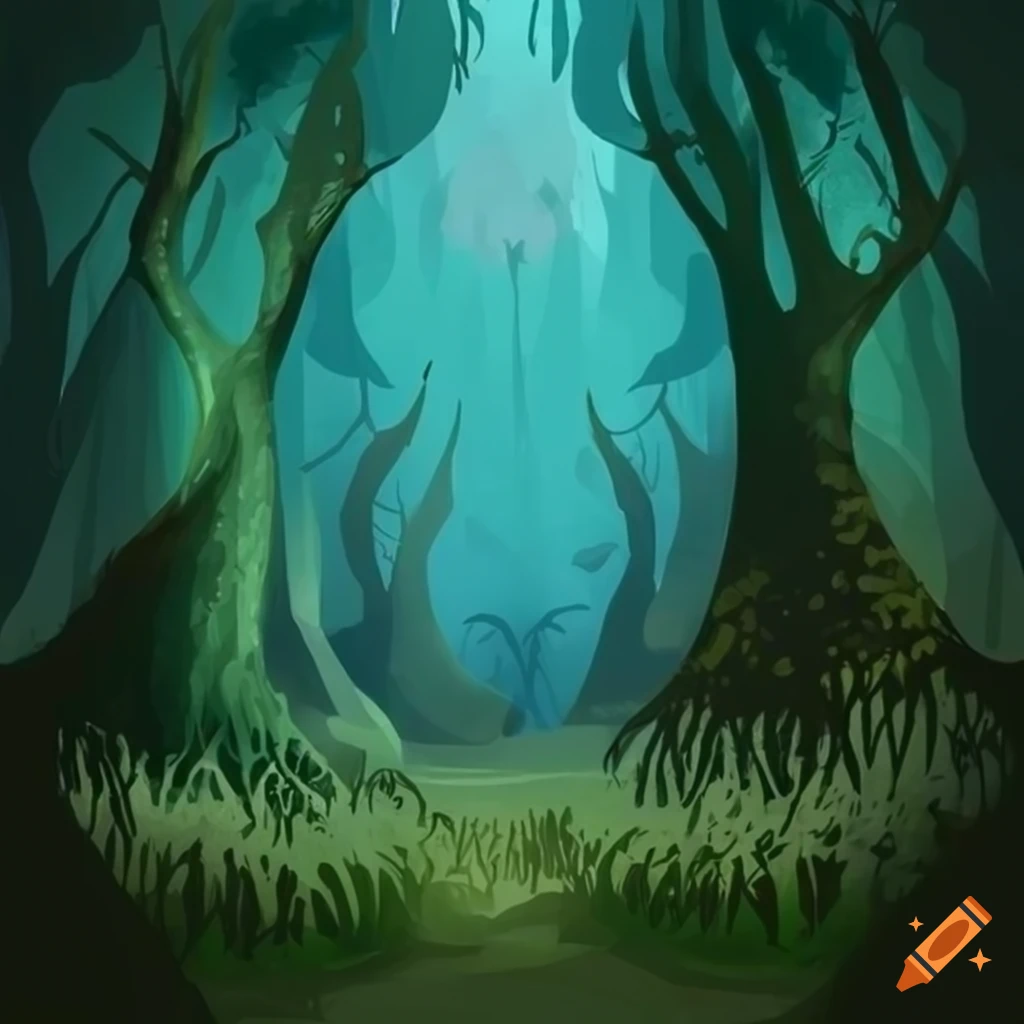 Avatar style fantasy forest digital illustration