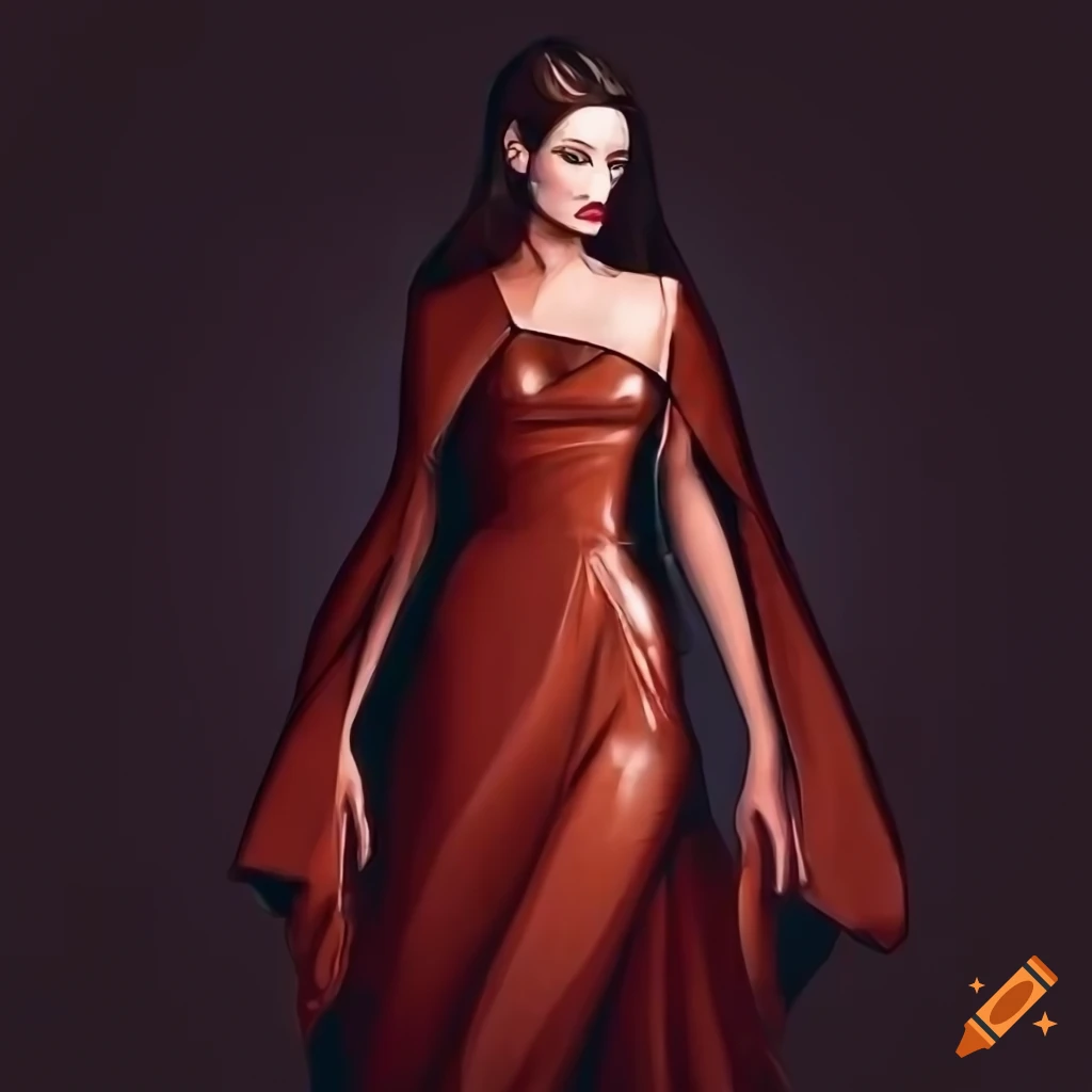 Leather cape dress, fashion illustration, ultra detailed, uhd 8k. quality