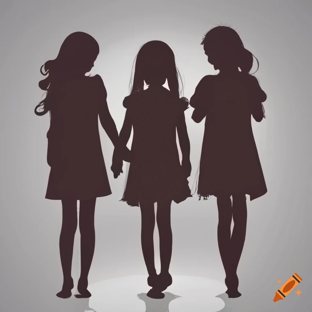 Sisters And Best Friends Silhouettes High-Res Vector Graphic