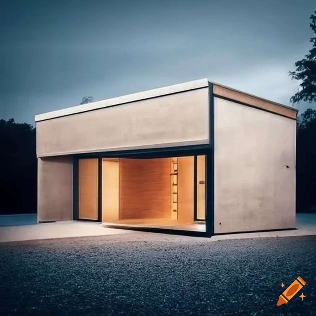 Design concrete exterior minimal, design, house roof, basement entrance