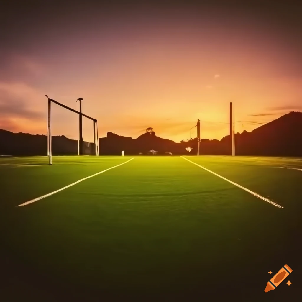 soccer field at sunset