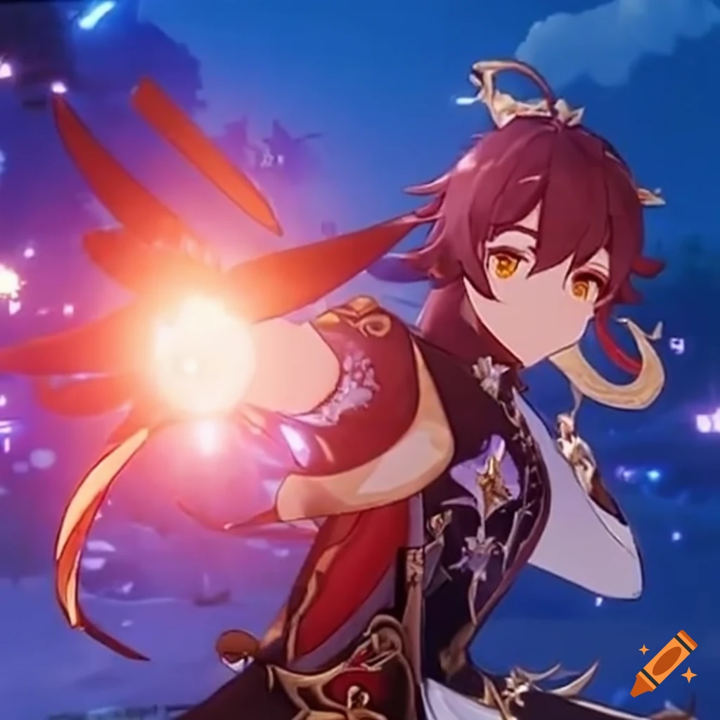 Genshin impact , cinematic cutscene epic on Craiyon