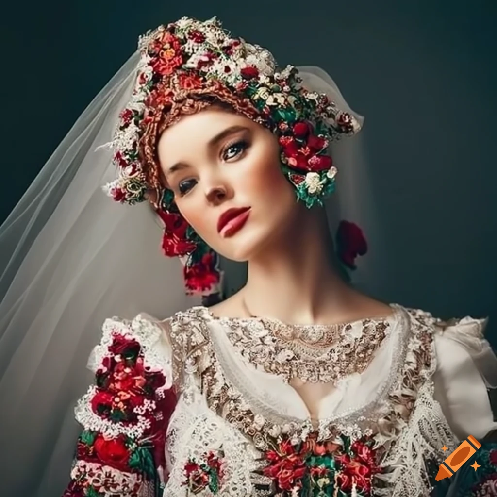 A breathtaking traditional polish wedding dress with intricate ...