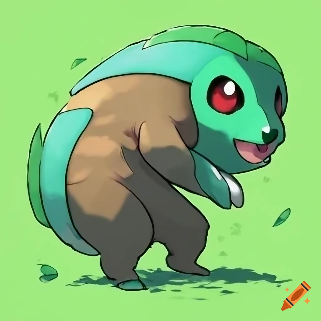 Grass type Pokémon, sloth, moss, vibrant colors, anime, Pokémon style ...
