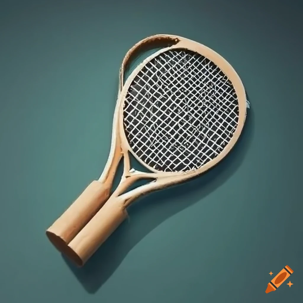 Tennis racket made of cardboard, string, tape, aluminum foil on Craiyon