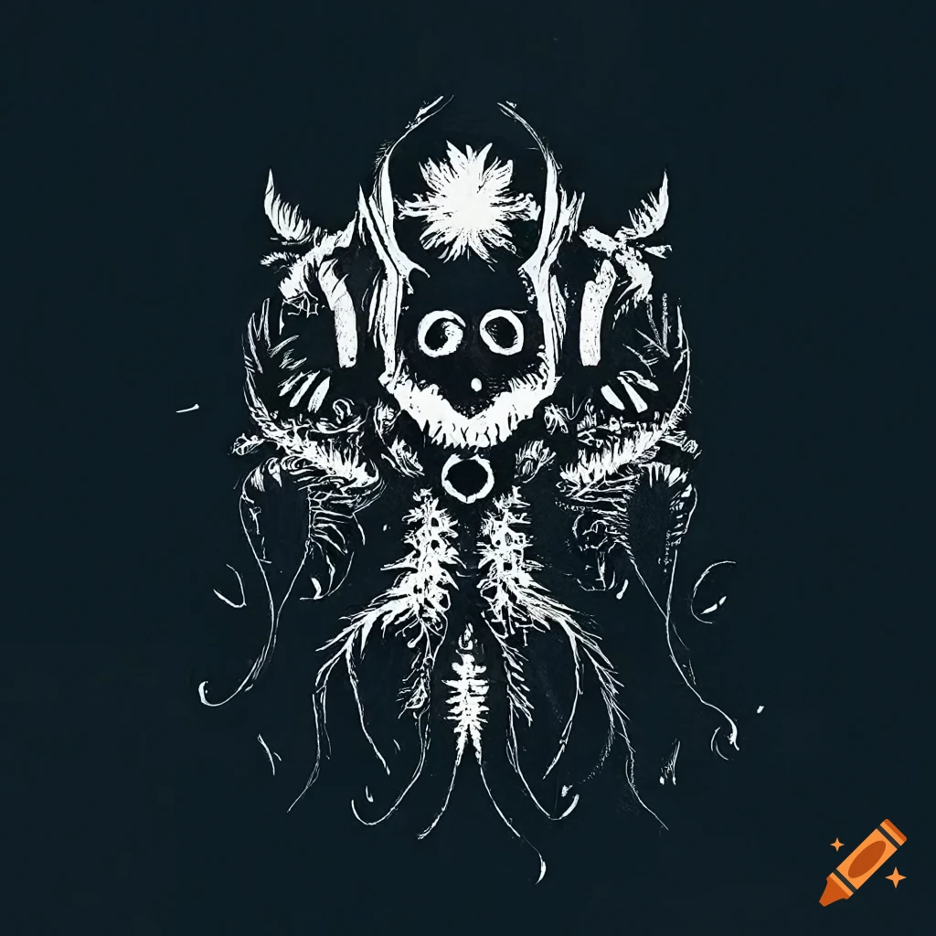 Blackwork roots tentacles teeth tree spores tribal 2d rune crown