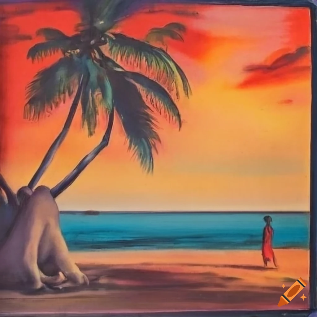 1950s painted post card from nicaragua in the style of okeeffe