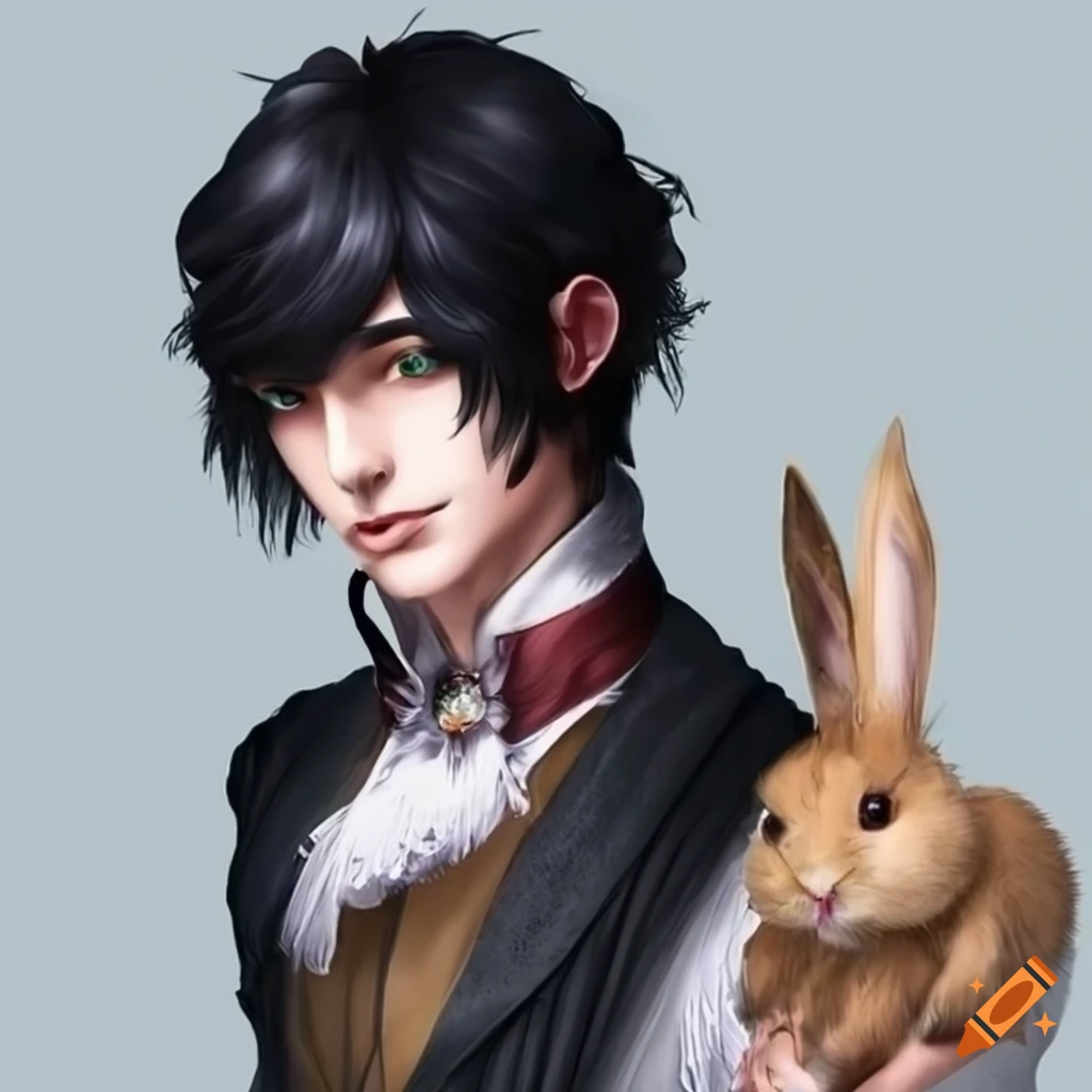 Young adult fairy king, black irises, wavy black hair, fantasy