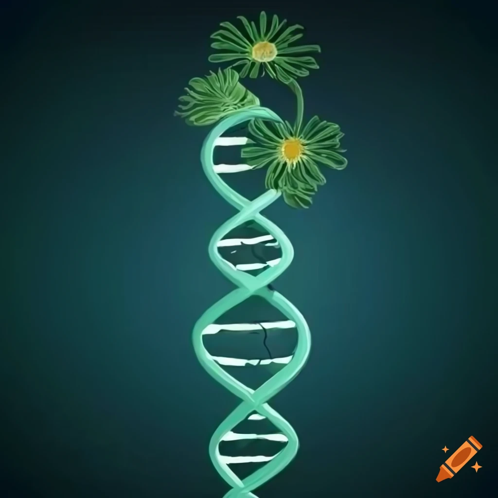 Flower plant with dna illustration on Craiyon