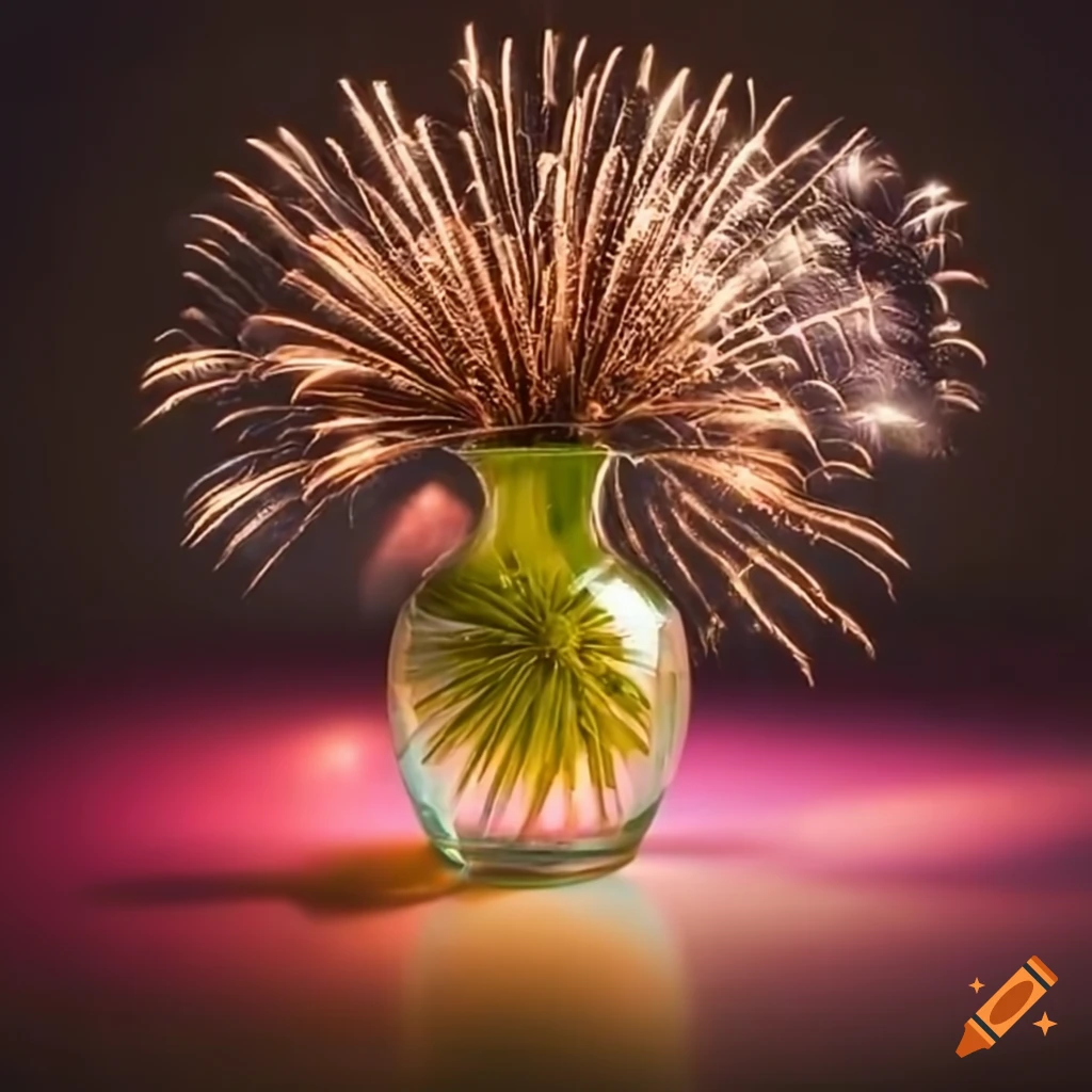 Vase full of fireworks like flowers