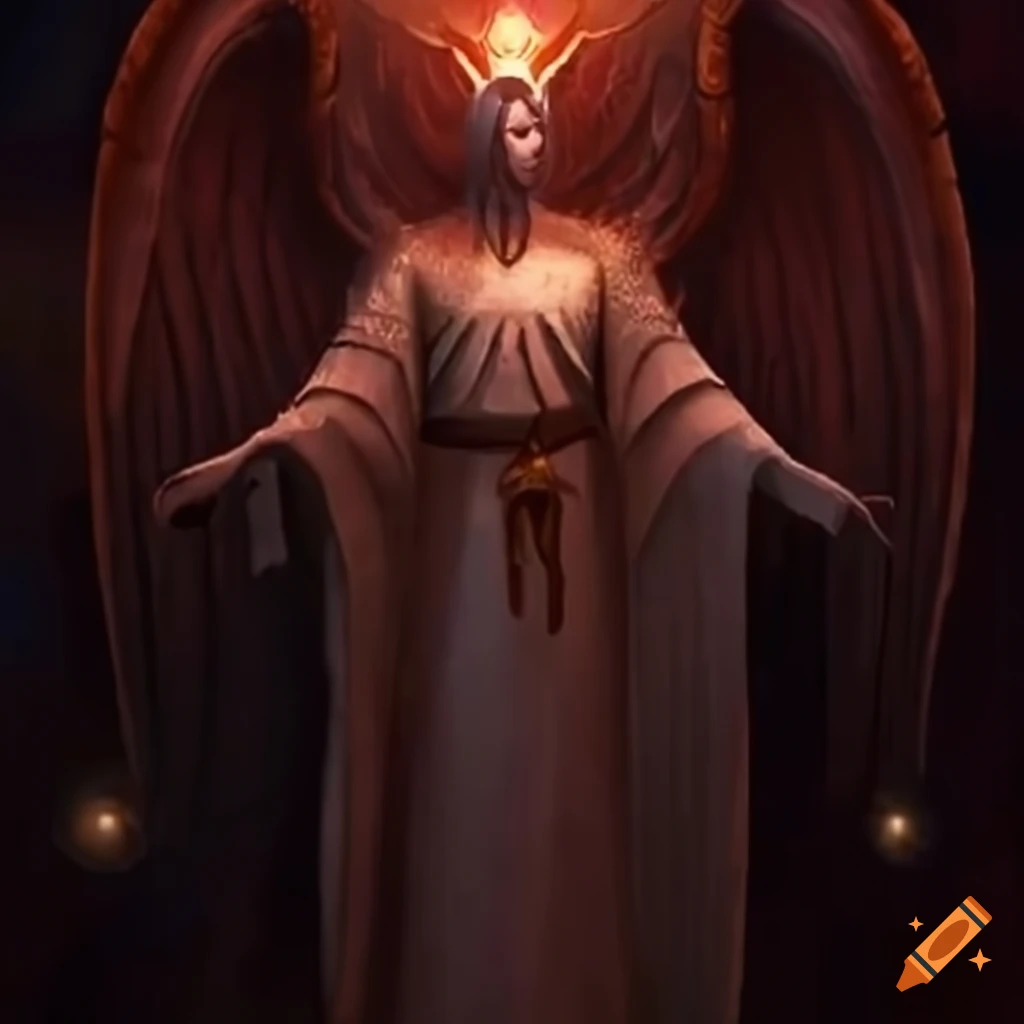 The biblically accurate arch angel with faceless features only void, ruler, of light