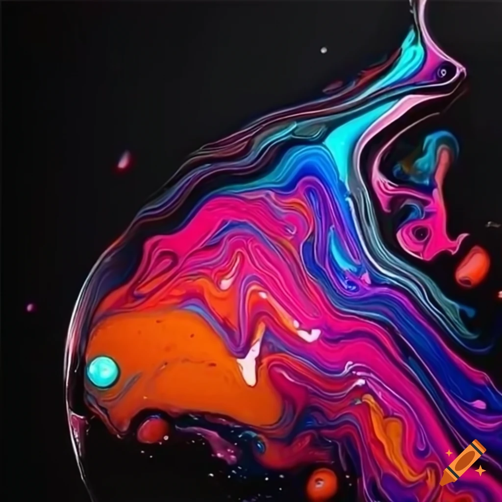 peinture acrylique avec des goutes en suspension