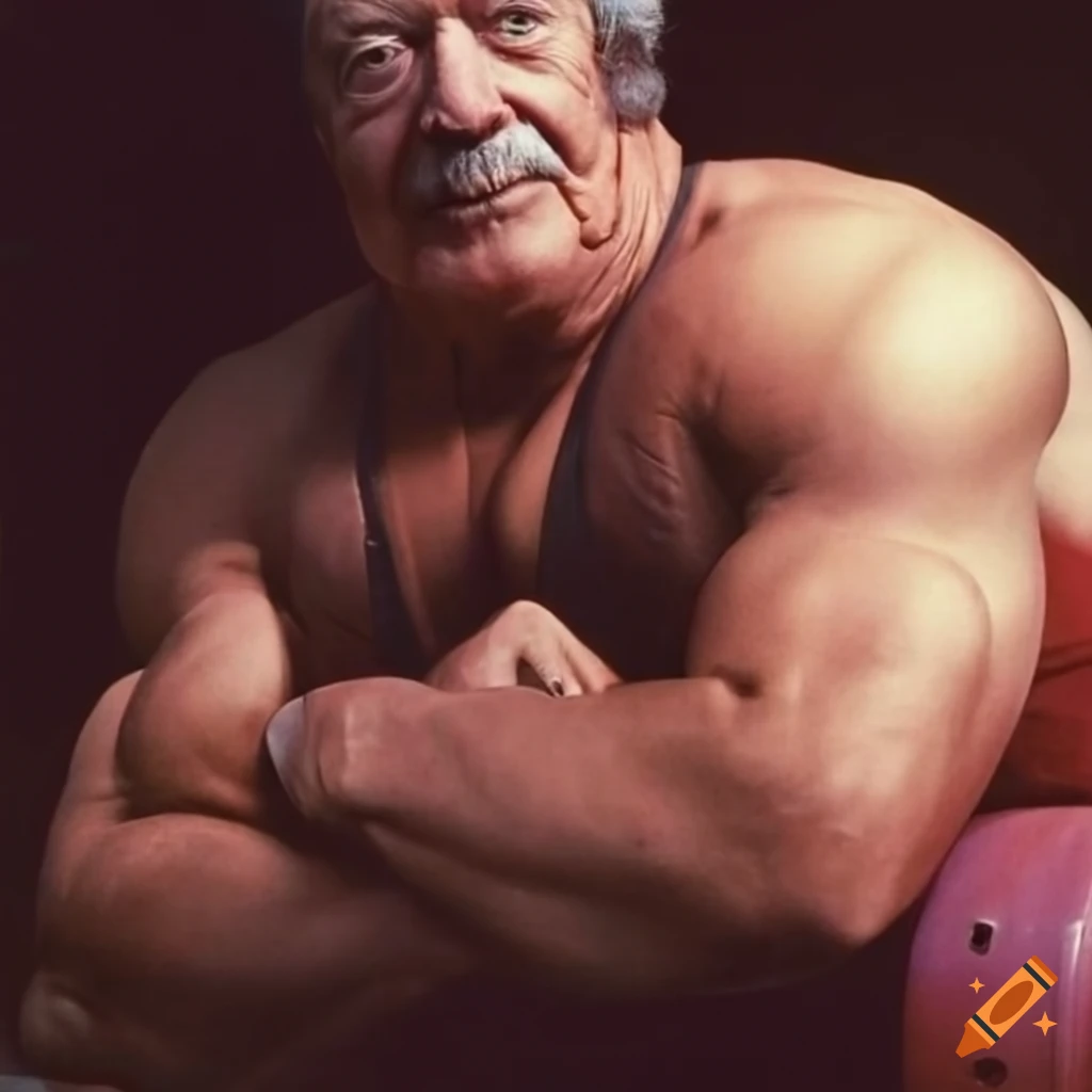 vintage photo of a strong bodybuilder