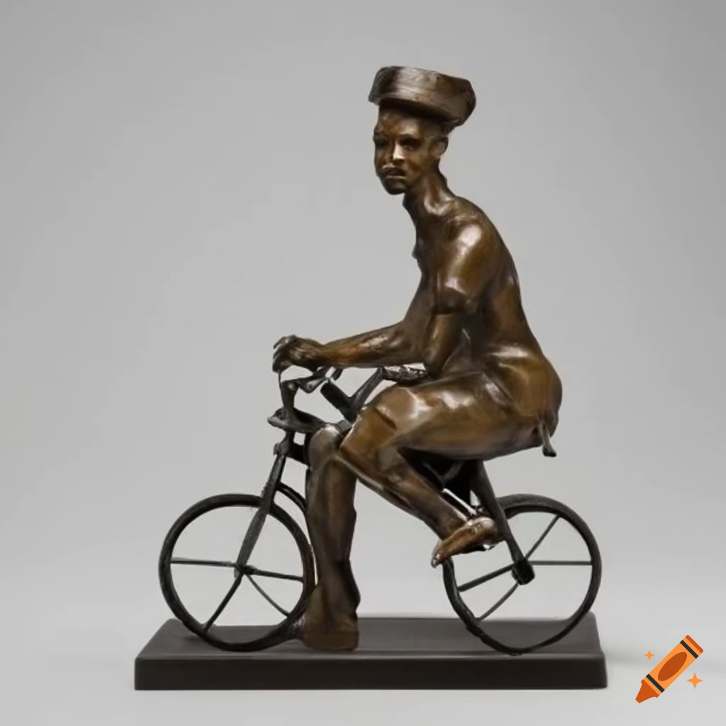 sculpture of a biker by Rockwell Schiele