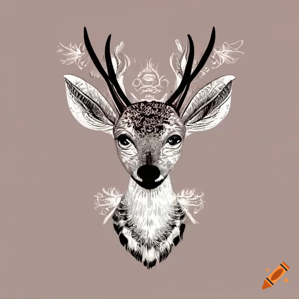 detailed boho fawn illustration
