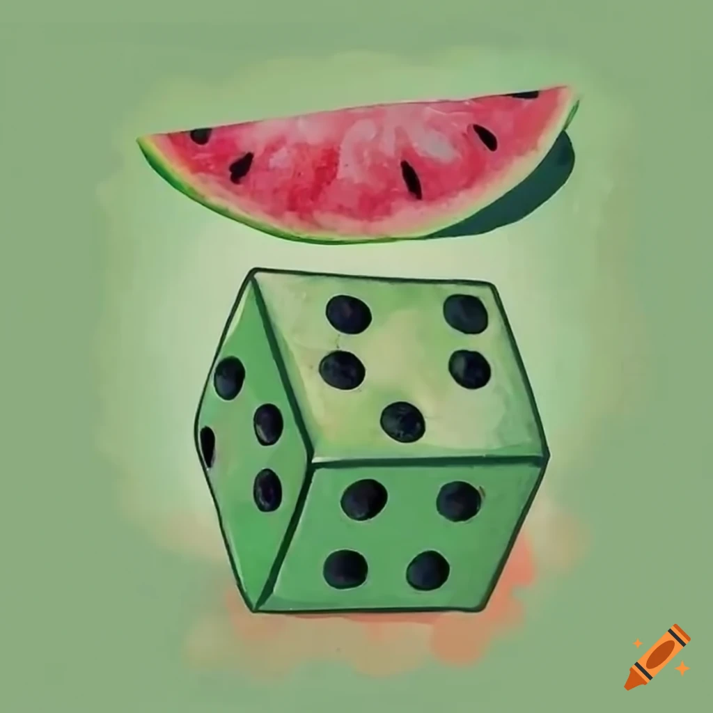 6-faced dice in the shape of a watermelon