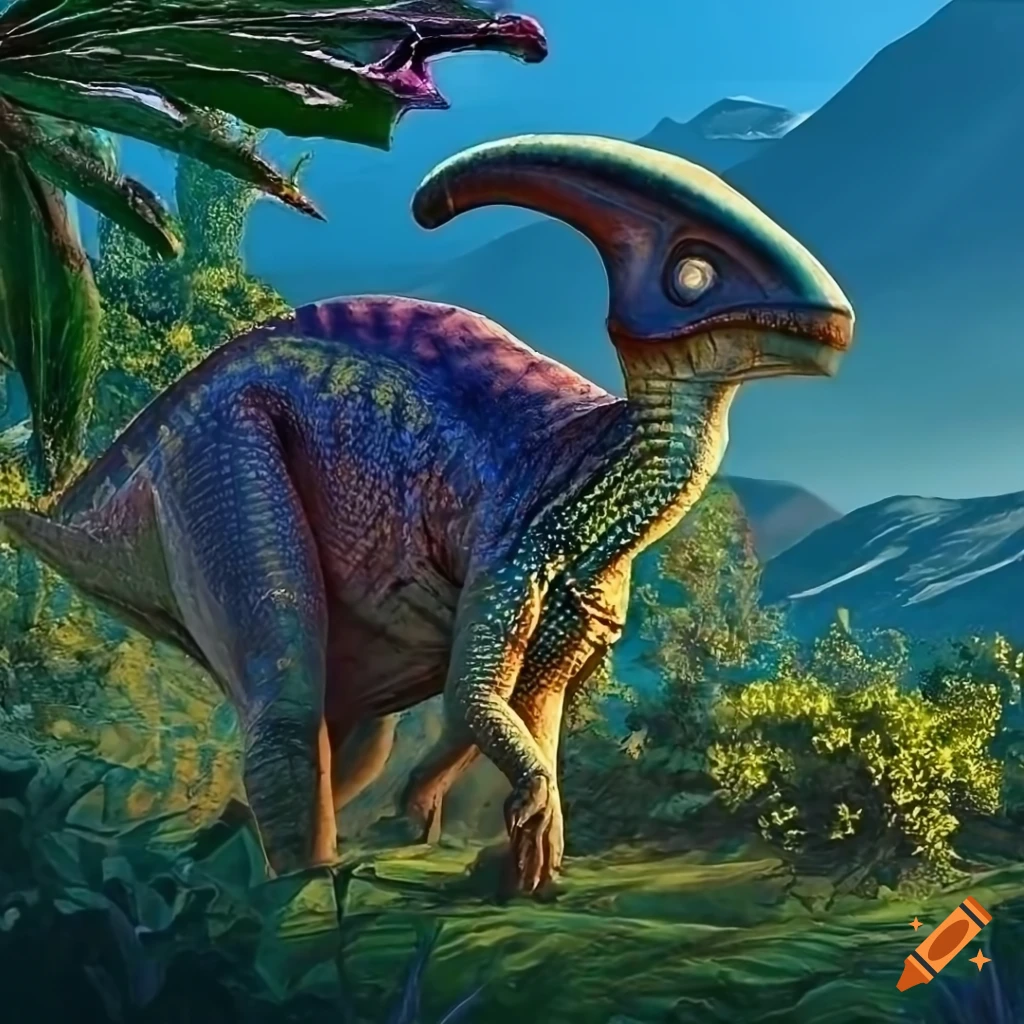Scientific illustration of a Parasaurolophus walkeri dinosaur