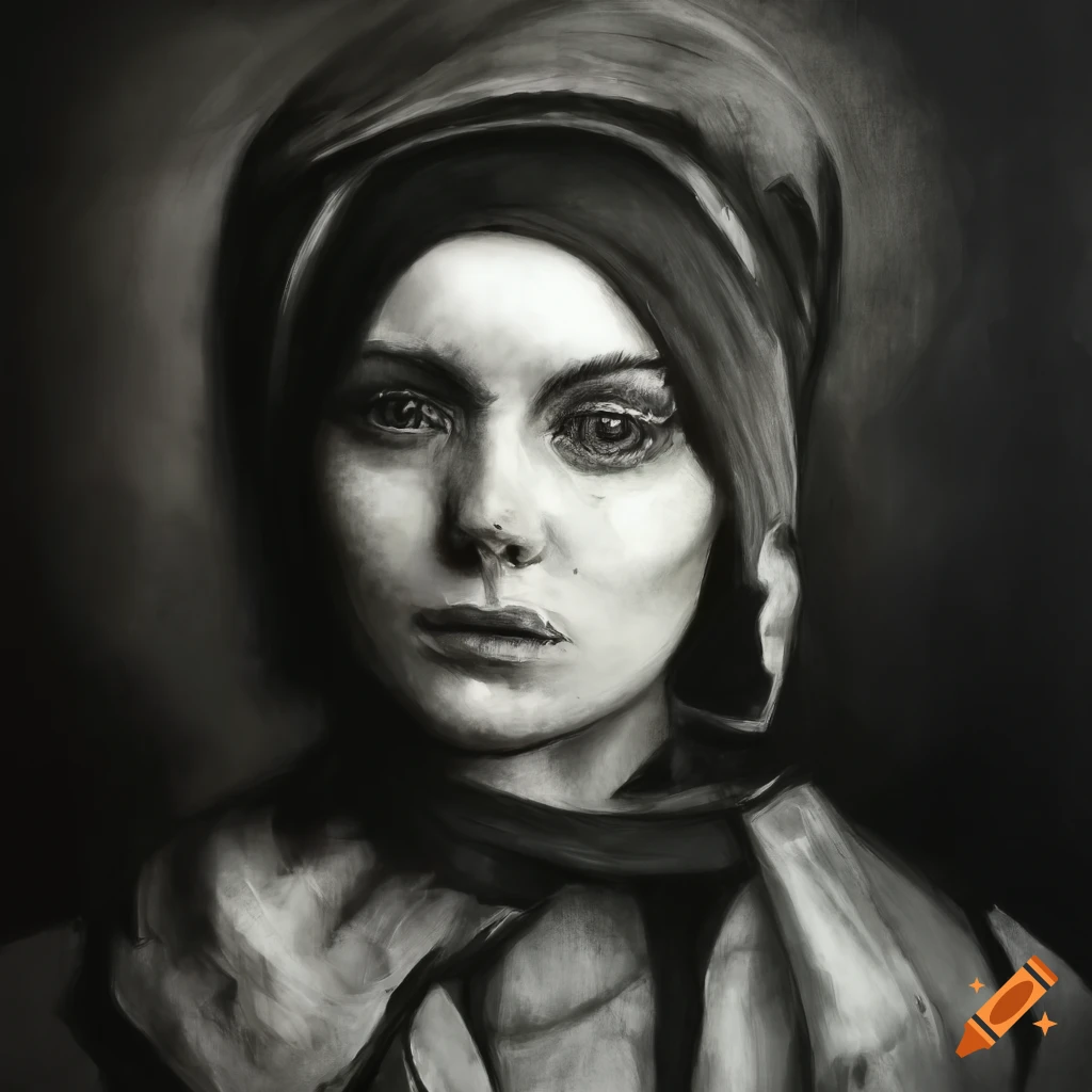 detailed pencil portrait of a modern Bosnian woman