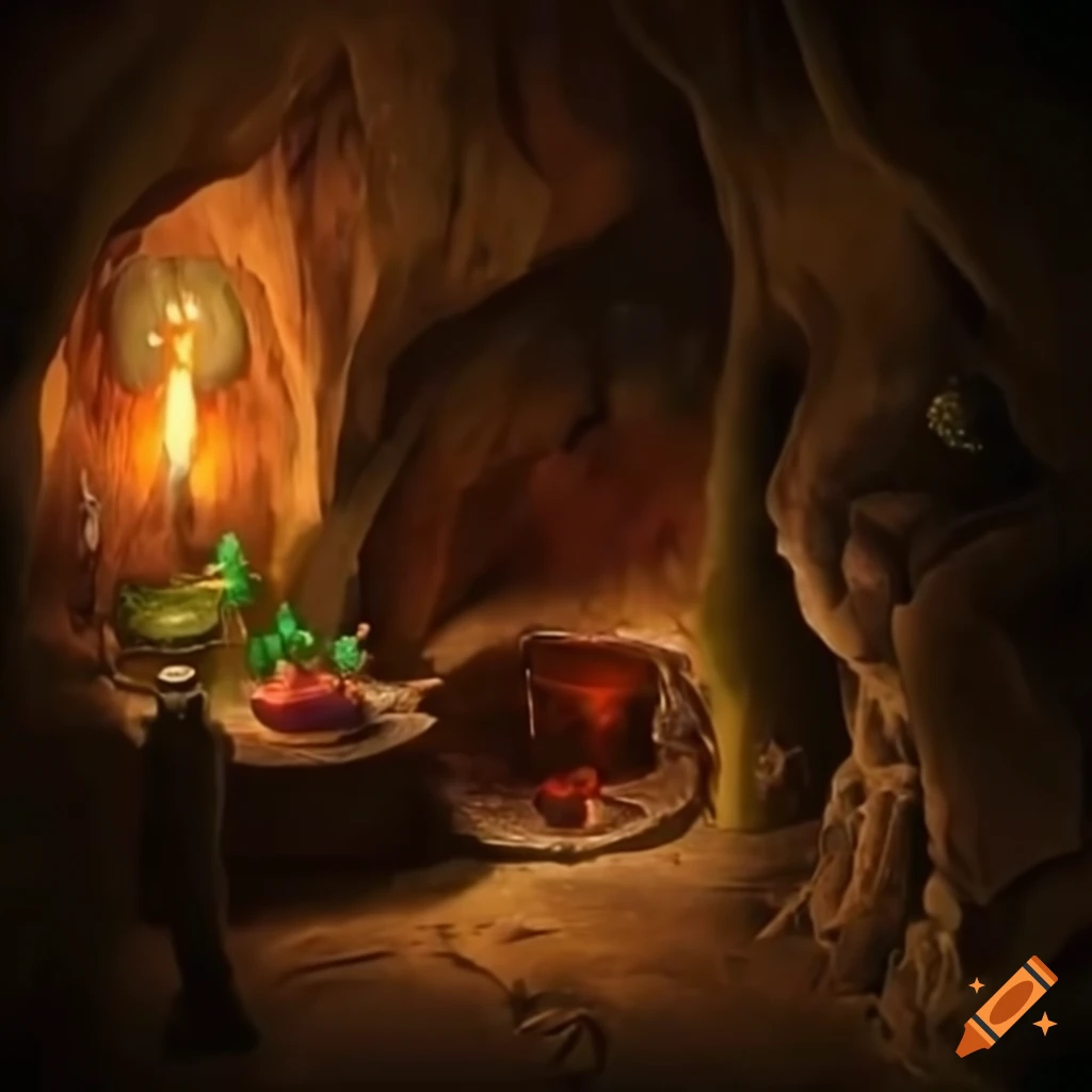 interior of a mystical druid's cave