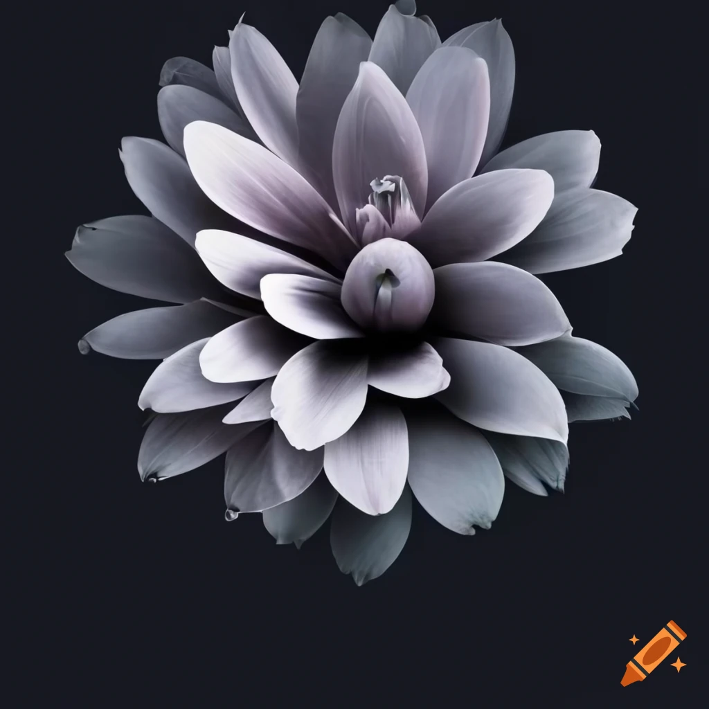 gray flower on black background for wall art