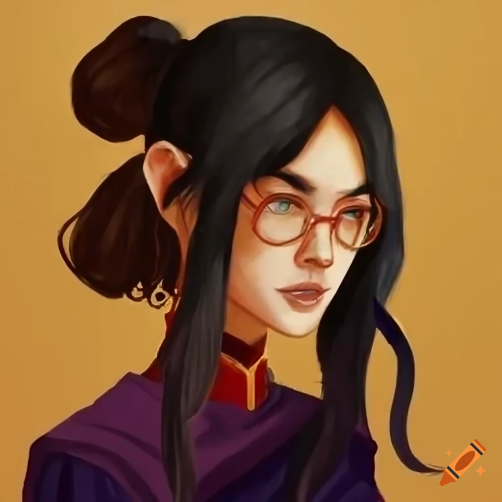 celshaded artwork of a nerdy firebender girl