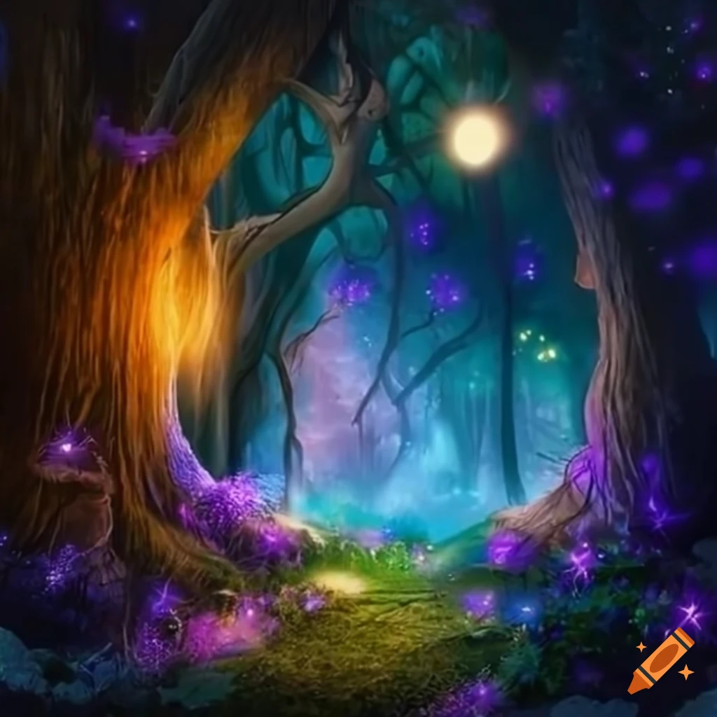 Enchanting fairy forest with magical lights on Craiyon