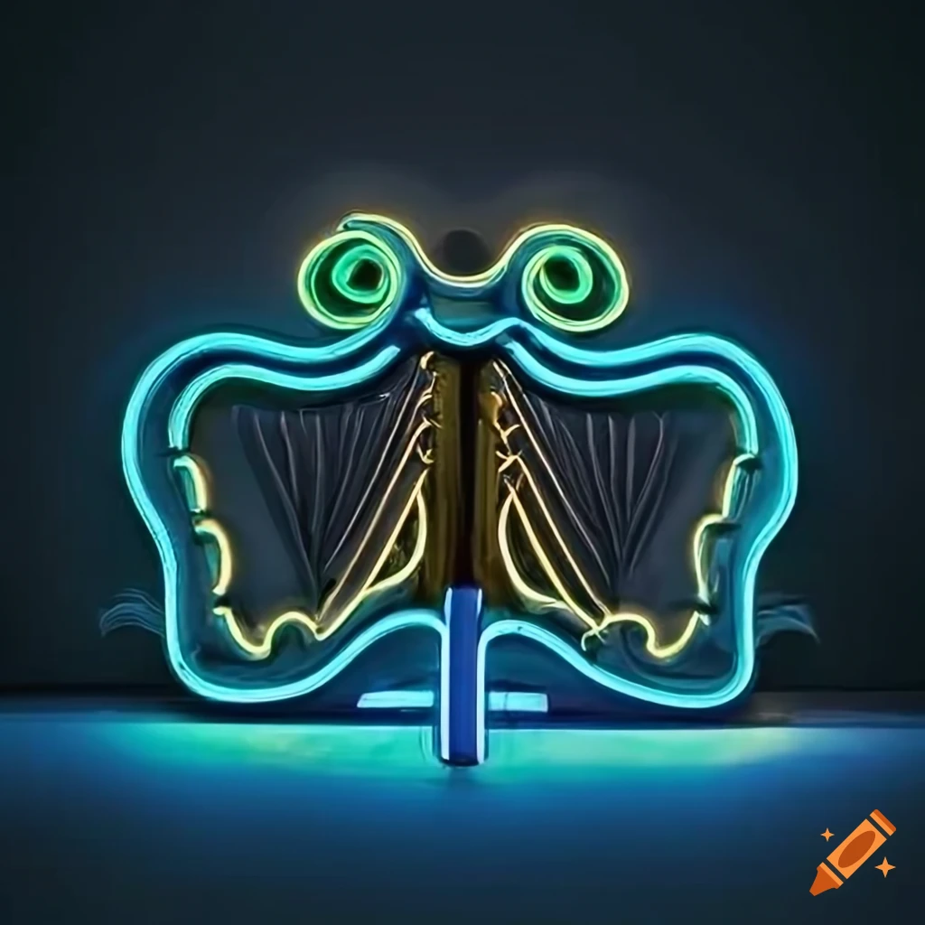 Neon sign with architectural stave carving style