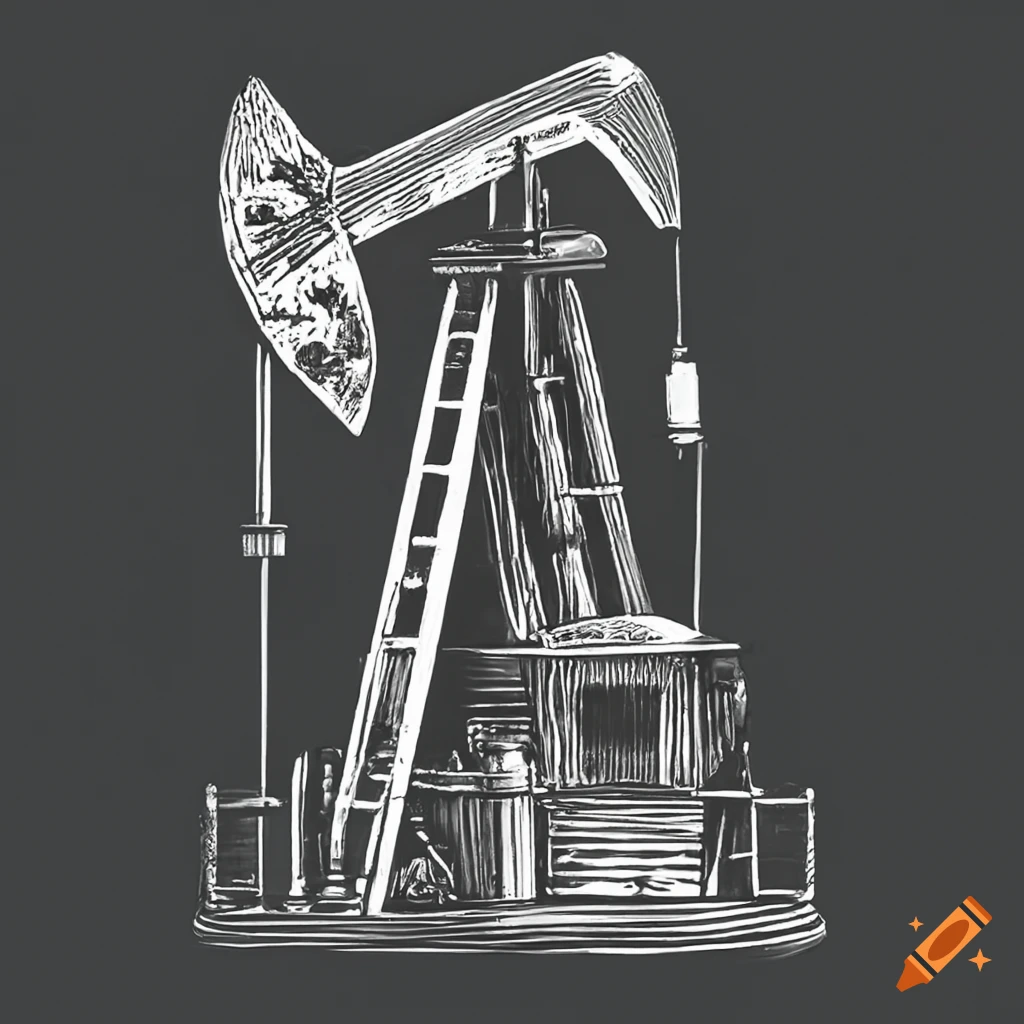 black and white vintage oil pump in Texas
