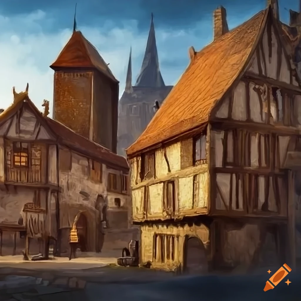 medieval town illustration