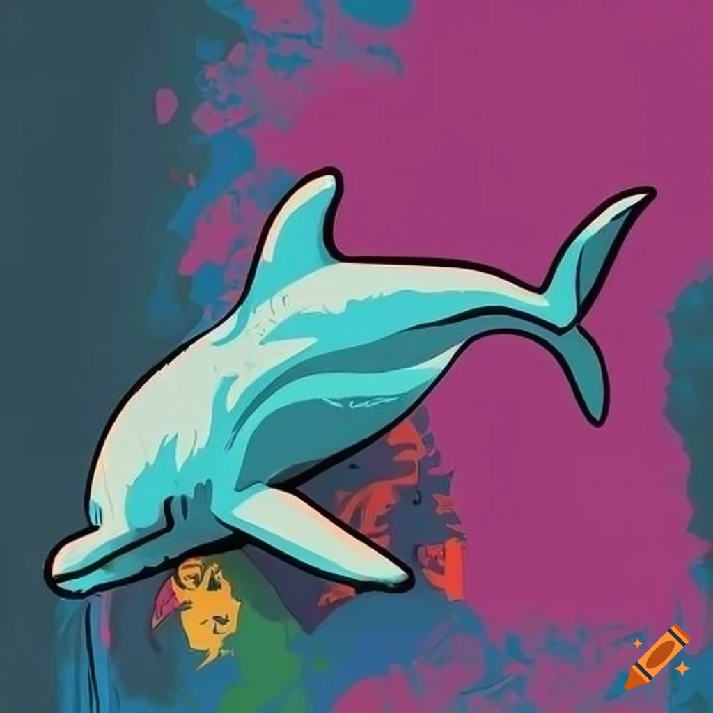 pop art style dolphin