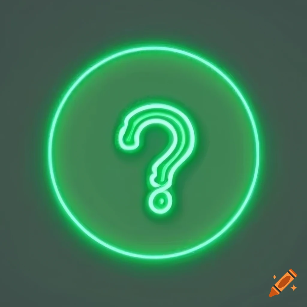 green neon question mark icon in a circle